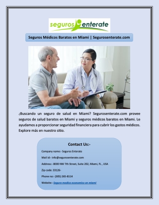 Seguros Médicos Baratos en Miami | Segurosenterate.com