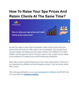 How To Raise Your Spa Prices And Retain Clients At The Same Time