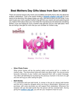 Best Mothers Day Gifts Ideas from Son in 2022