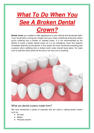 What To Do When You See A Broken Dental Crown