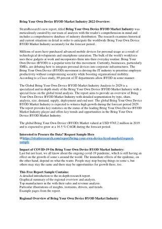 Big Boom in Bring Your Own Device BYOD Market Industry 2022, Scope and Price