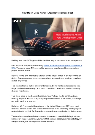 How Much Does An OTT App Development Cost