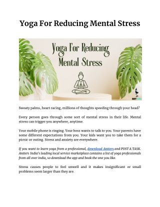 Yoga For Reducing Mental Stress