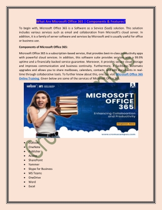 What Are Microsoft Office 365 Components And Features