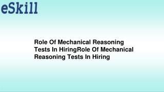 Role Of Mechanical Reasoning Tests In Hiring