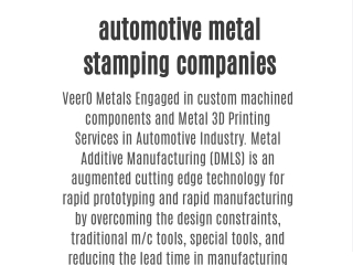 automotive metal stamping companies
