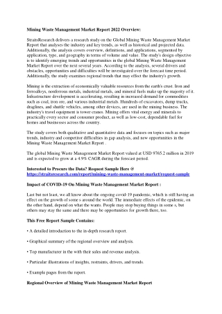 Financial Overview of Mining Waste Management Market Report 2022, Swot Analysis,