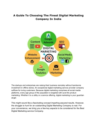 A Guide To Choosing The Finest Digital Marketing Company In India