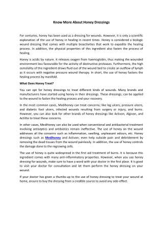 Know More About Honey Dressings