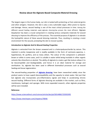 Review about the Alginate-Based Composite Material Dressing