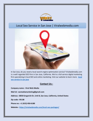 Local Seo Service in San Jose Viralwebmedia.com
