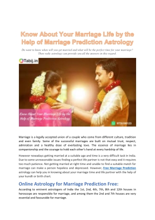 Know About Your Marriage Life by the Help of Marriage Prediction Astrology