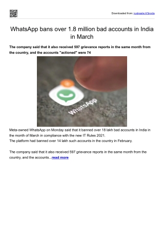 WhatsApp bans over 1.8 million bad accounts in India in March