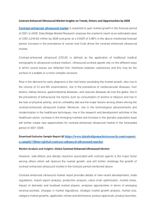 Contrast-Enhanced Ultrasound Market Insights on Trends, Drivers and Opportunities by 2028