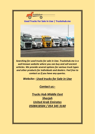 Used Trucks For Sale In Uae Truckshub.me