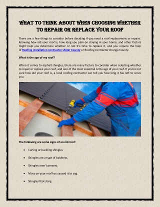 What to Think About When Choosing Whether to Repair or Replace Your Roof