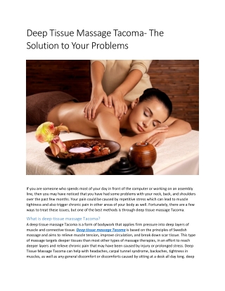 Deep Tissue Massage Tacoma