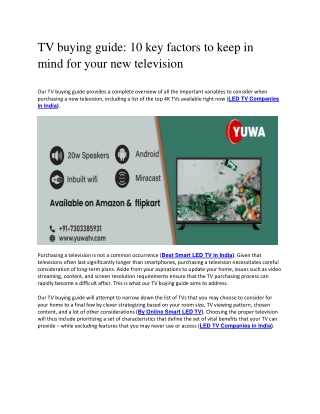 TV buying guide