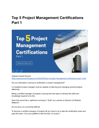 Top 5 Project Management Certifications Part 1