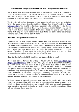 Professional Language Translation and Interpretation Services