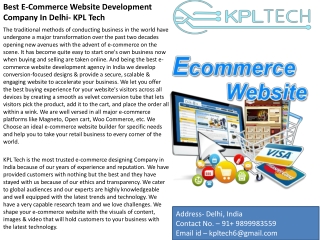 Best E-commerce Website Development Company in Delhi- KPL Tech