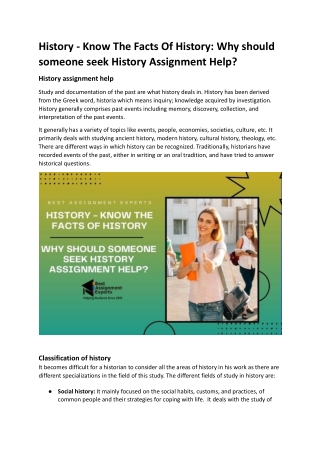 History - Know The Facts Of History_ Why should someone seek History Assignment Help