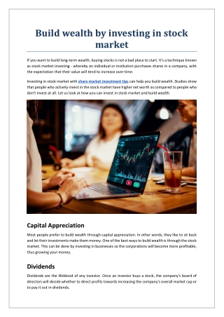 Build wealth by investing in stock market