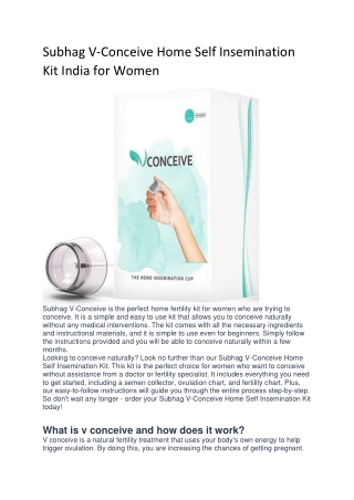 Subhag V-Conceive Home Self Insemination Kit India for Women