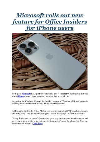 Microsoft rolls out new feature for Office Insiders for iPhone users