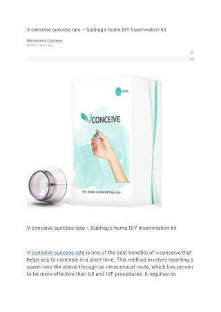 V-conceive success rate – Subhag's home DIY Insemination kit