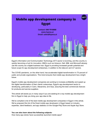 Top 10 mobile app development companies in egypt 2022