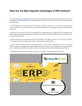 What Are The Most Important Advantages of ERP Software