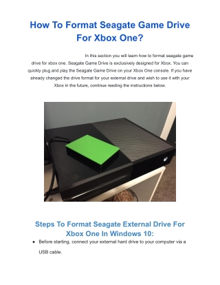 How To Format Seagate Game Drive For Xbox One? | Simple Method