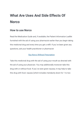 What Are Uses And Side Effects Of Norco