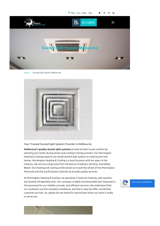 Ducted Split System Melbourne