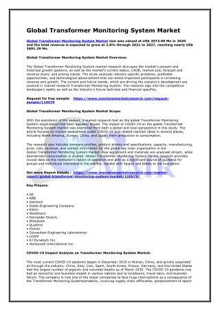 Global Transformer Monitoring System Market