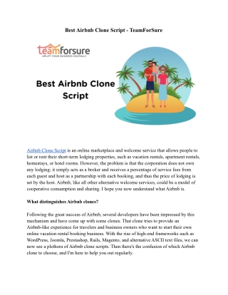 Best Airbnb Clone Script - TeamForSure