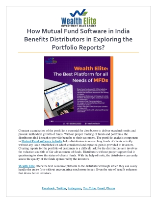 How Mutual Fund Software in India Benefits Distributors in Exploring the Portfolio Reports