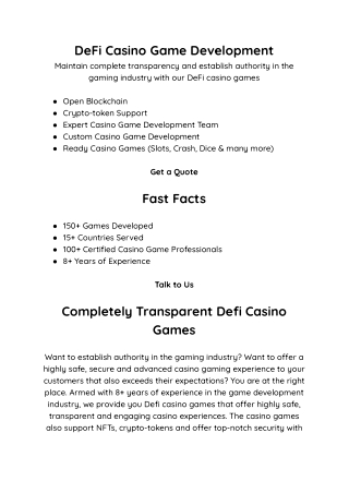 DeFi Casino Game Development | GammaStack