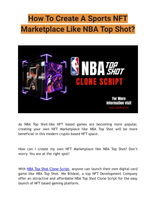 How To Create A Sports NFT Marketplace Like NBA Top Shot?
