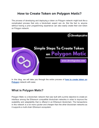 How to Create Token on Polygon Matic?