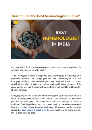 Find Best Numerologist in India