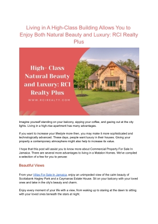Living in A High-Class Building Allows You to Enjoy Both Natural Beauty and Luxury_ RCI Realty Plus
