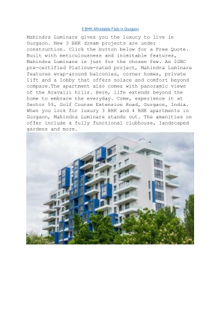 5 BHK Affordable Flats in Gurgaon