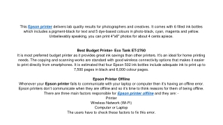 epson printer offline