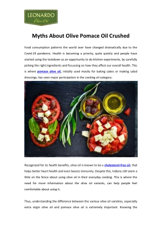 Myths About Olive Pomace Oil Crushed