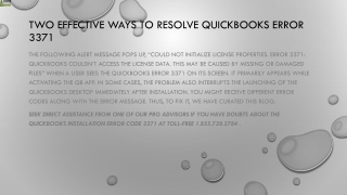 An appropriate way to resolve QuickBooks Error 3371