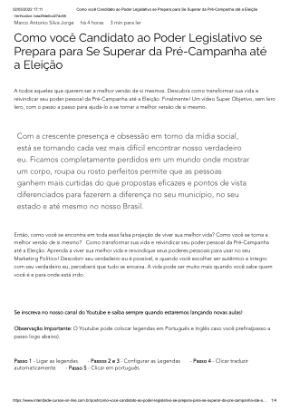 Como você Candidato ao Poder Legislativo se Prepara para Se Superar da Pré-Campanha até a Eleição