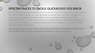 A quick and easy guide to resolve QuickBooks POS Error