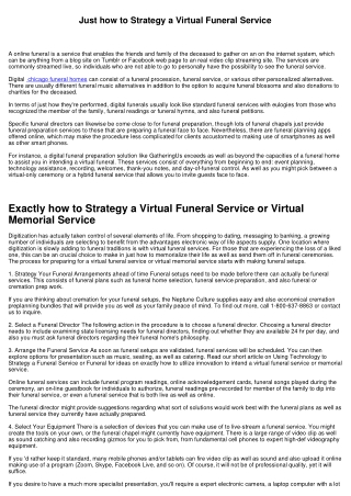 Just how to Strategy a Digital Funeral Service